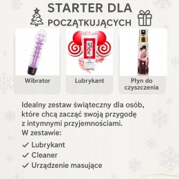 Zestaw erotyczny 3w1 - wibrator, lubrykant, płyn do czyszczenia